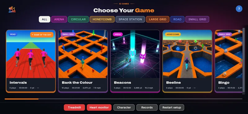 TreadGame game select screen on iPhone