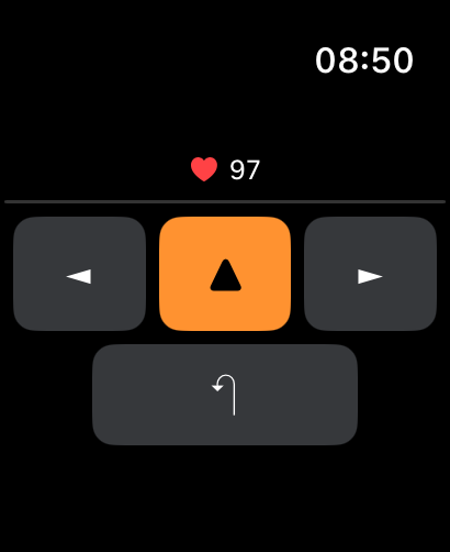 TreadGame wrist controls on a Galaxy Watch running Wear OS
